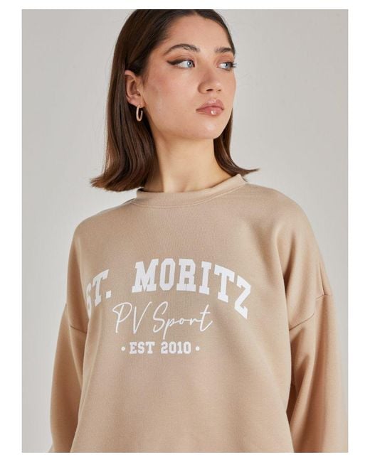 Pink Vanilla Brown St Moritz Varsity Sweatshirt