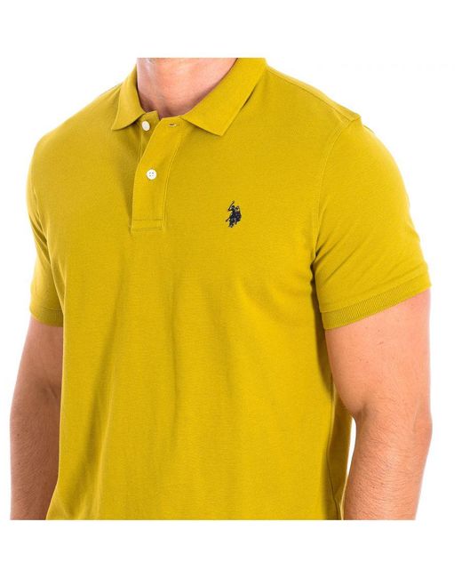 U.S. POLO ASSN. Yellow King Short Sleeve With Contrast Lapel Collar 61423 for men