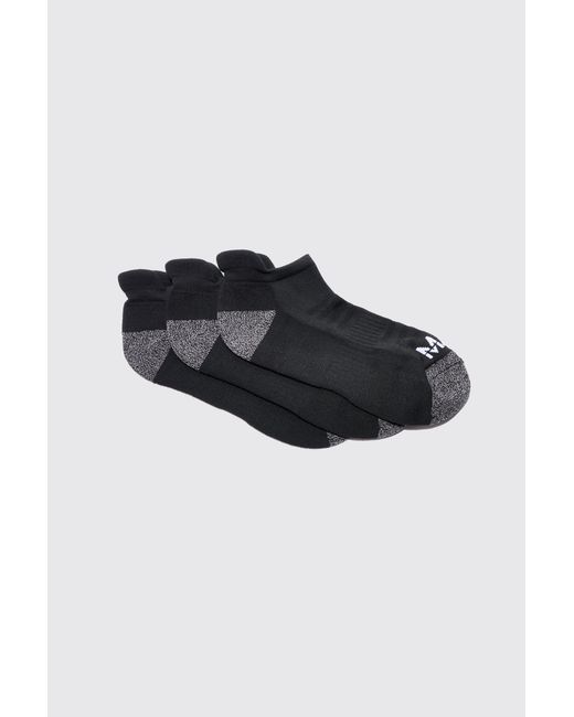 BoohooMAN Black Active Cushioned Training Sneakers 3 Pack Socks for men