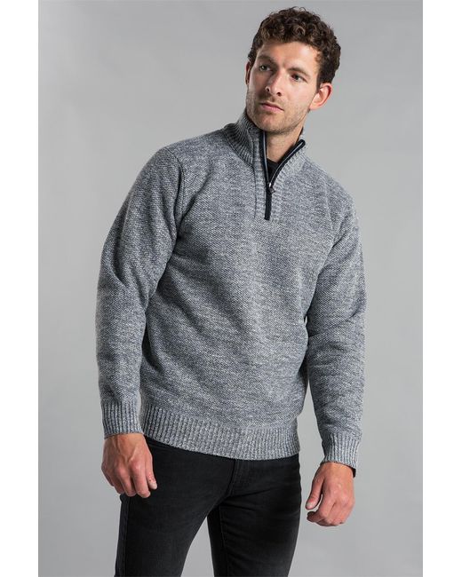 Kensington Eastside Gray Funnel Neck 1/4 Zip Fleece With Sherpa Lining for men