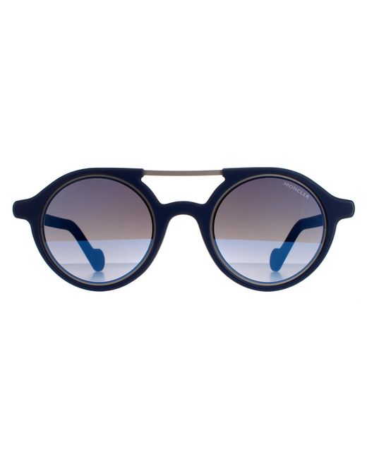 Moncler Blue Round Dark Mirror Ml0083 Metal