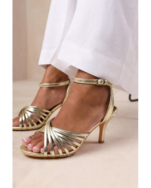 Where's That From Brown Wheres 'Cyprus' Multi Cross Over Strap Mid Heels
