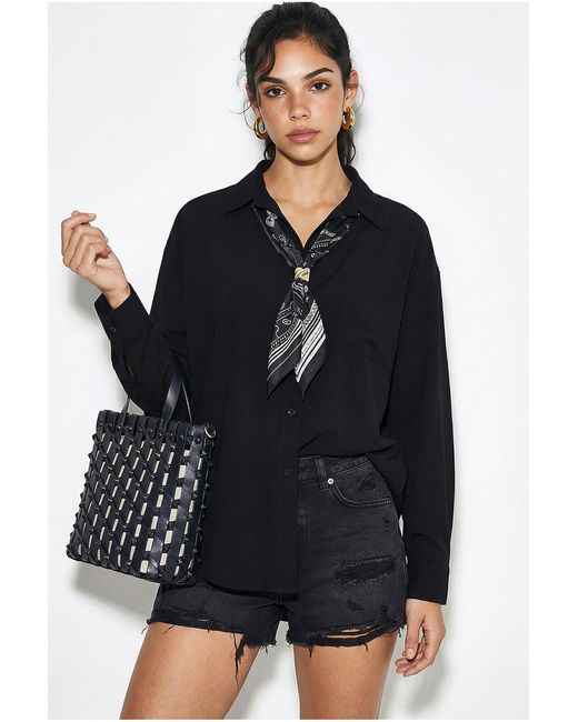Bianco Lucci Blue Loose-Fit Button-Front Shirt With Pocket