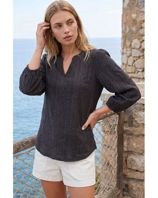 Roman Black Broderie Detail Tunic Top