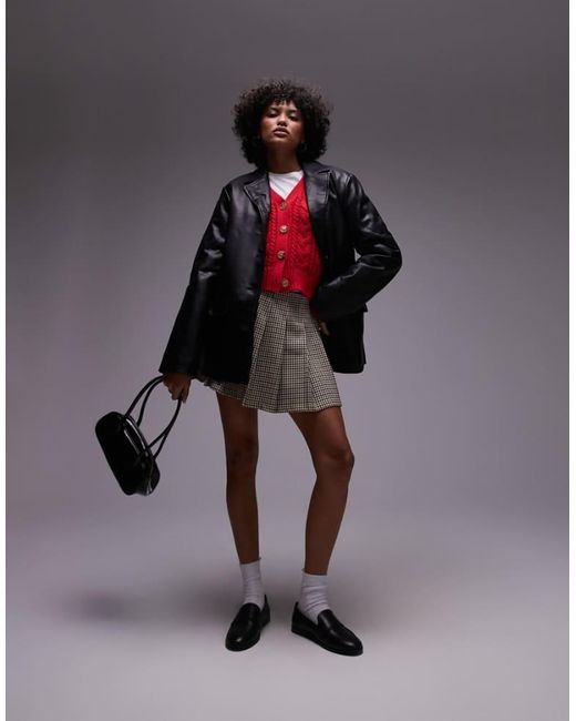 TOPSHOP Black Faux Leather Blazer