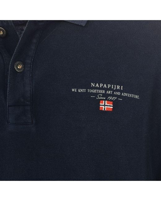 Napapijri Elbas Ls 4 Poloshirt Met Lange Mouwen in het Blue voor heren