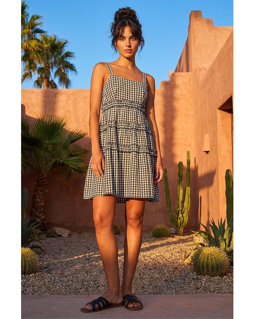 D.u.s.k Blue Gingham Tiered Dress