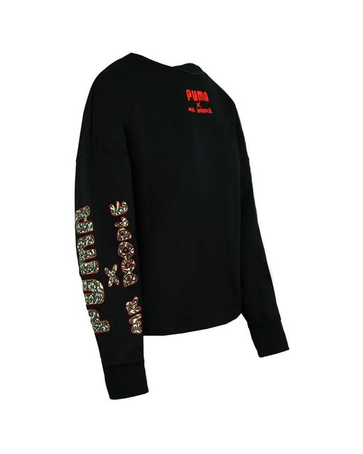 PUMA Black X Mr Doodle Long Sleeve Crew Neck Graphic Sweatshirt 598687 01 for men