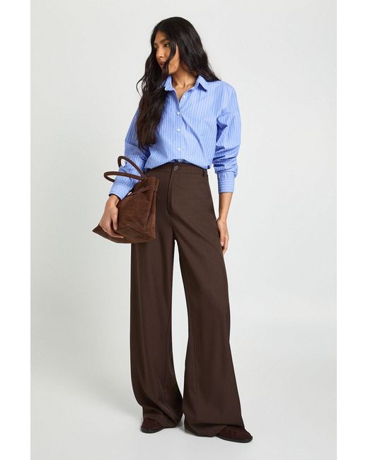 Boohoo Brown Tall Straight Leg Trousers