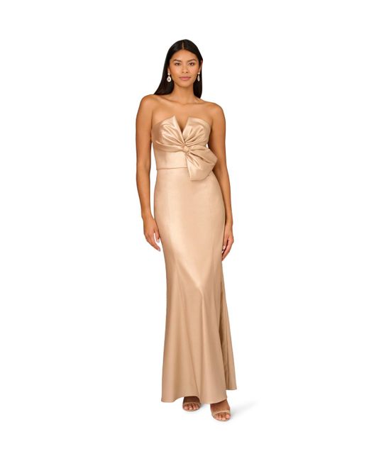Adrianna Papell White Foiled Mikado Mermaid Gown