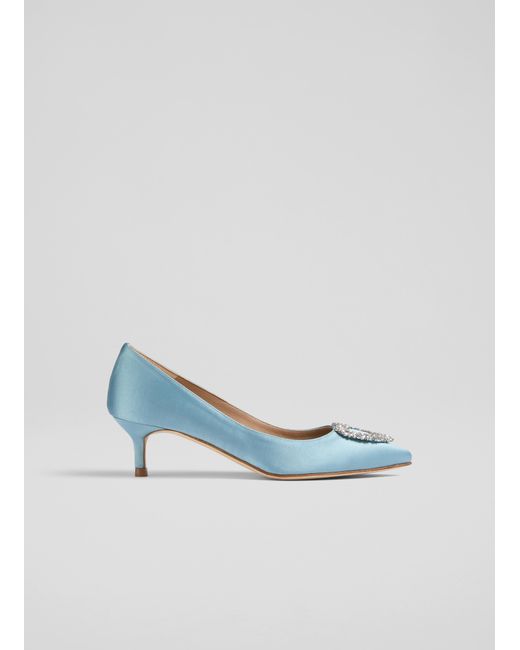 L.K.Bennett Blue Ella Closed Courts,Light Satin