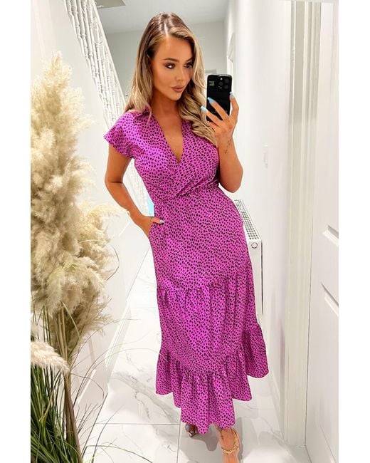 AX Paris Pink Hot Heart Print Collared Smock Midi Dress