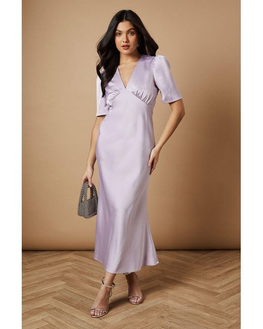 Oasis Brown Satin Midaxi Dress