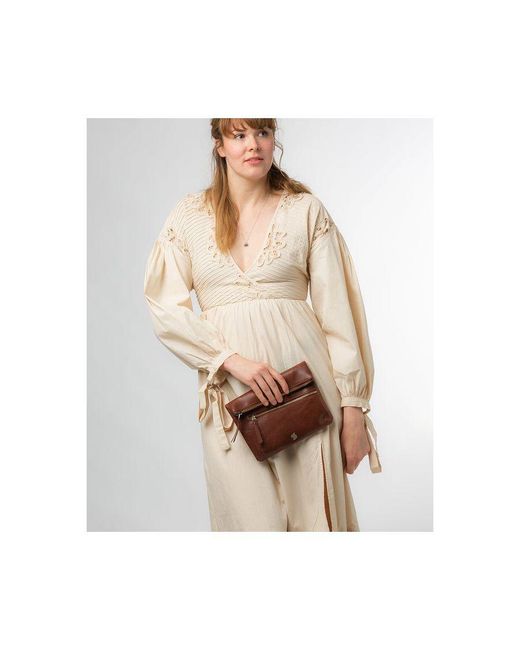 Conkca Brown 'Flare' Conker Leather Clutch Bag