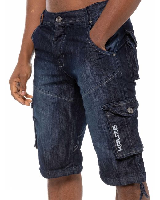 Kruze By Enzo Blue Cargo Combat Shorts for men
