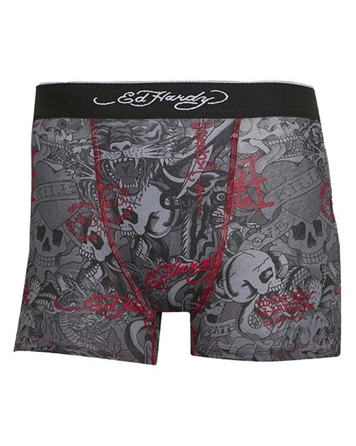 Ed Hardy Black 5 Pack Cotton Rich Stretch Boxers With Elastic Waistband Underwear for men