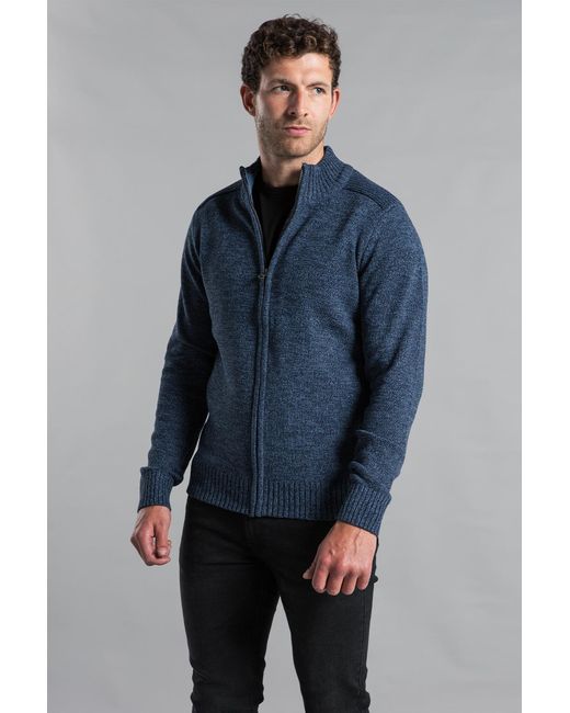 Kensington Eastside Blue Recycled Cotton Blend Zip-Through Cardigan for men
