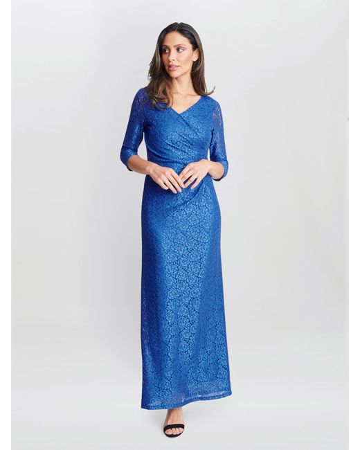 Gina Bacconi Blue Fearne Lace Wrap Maxi Dress