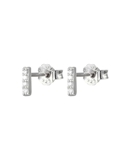 The Jewellery Stockroom Metallic Sterling Cubic Zirconia Initial Stud Earrings