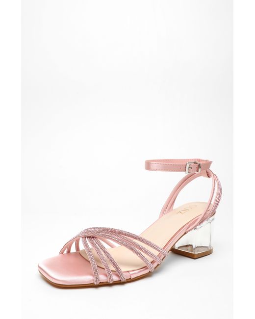 Quiz Diamante Strap Low Heels in Pink | Lyst UK