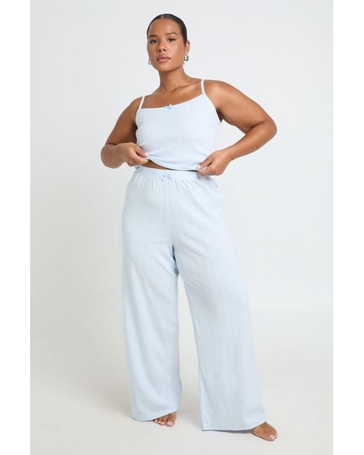 Boohoo Blue Plus Pointelle Pyjama Trouser