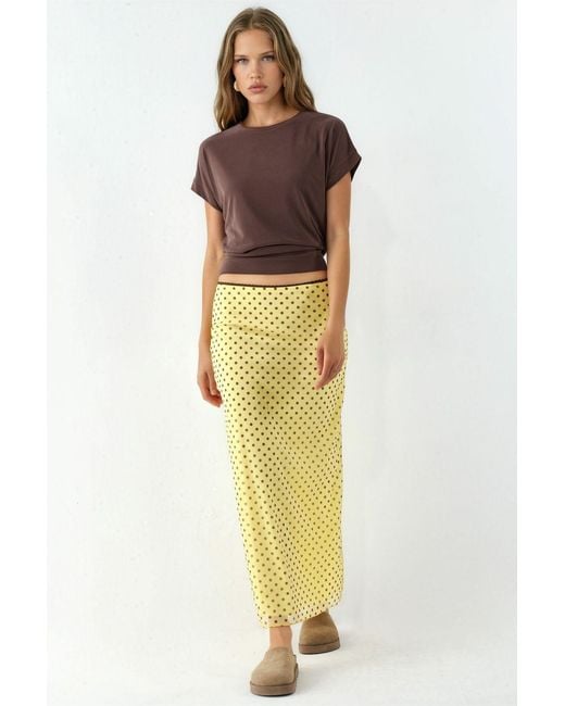 Hiccup Yellow Polka Dot Tulle Stretch Skirt With Lace Detail