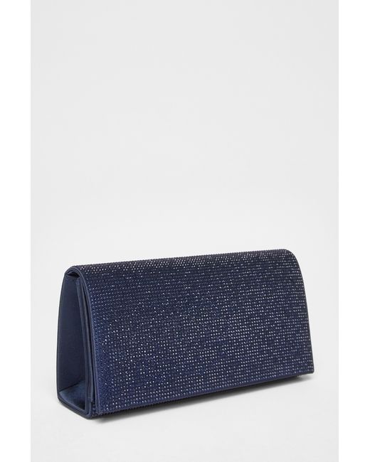 Quiz Blue Diamante Embellished Clutch Bag