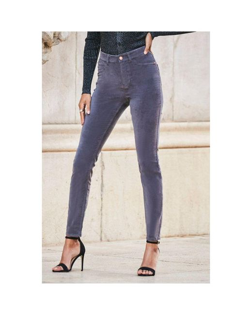 Sosandar Blue Velvet Skinny Jeans