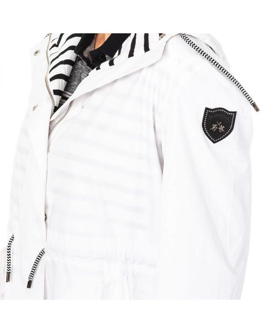 La Martina White Long-Sleeved Jacket With Fixed Hood And Adjustable Drawstring Lwo002