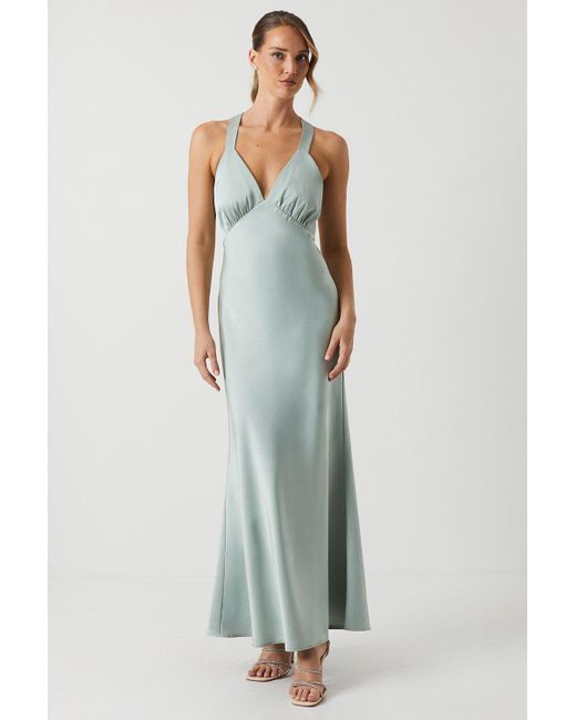 Oasis Multicolor Tie Back Satin Maxi Bridesmaid Dress