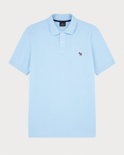 Paul Smith Blue Ps Regular Fit Cotton-Pique Zebra Logo Polo Shirt Colour: 41E, Size: M for men