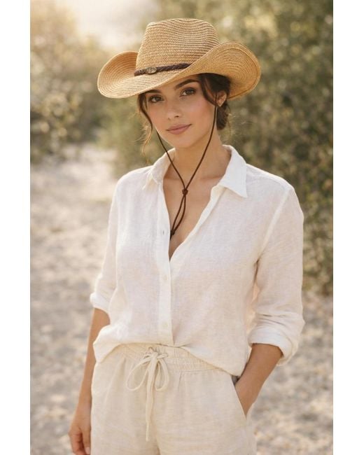 SVNX Natural Wide Brim Straw Sun Hat With Adjustable Chin Strap