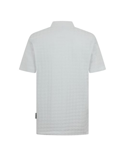 Boss Gray Porsche Houndstooth Collared Short-Sleeved Polo Shirt for men
