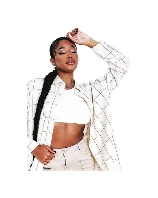 Missy Empire White Missy Empire /Ladies Checked Oversized Shirt