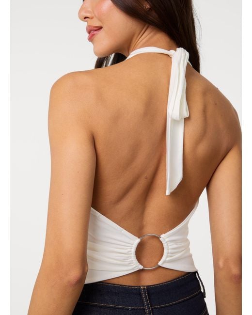 Pink Vanilla Blue Ring Back Slinky Halter Top