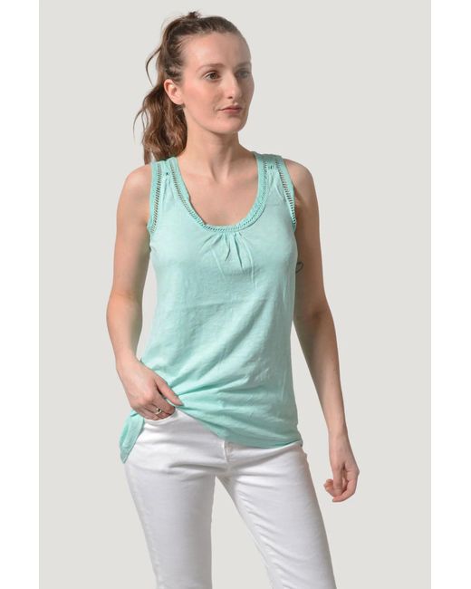 White Stuff Green Sleeveless Scoop Neck Jersey Top