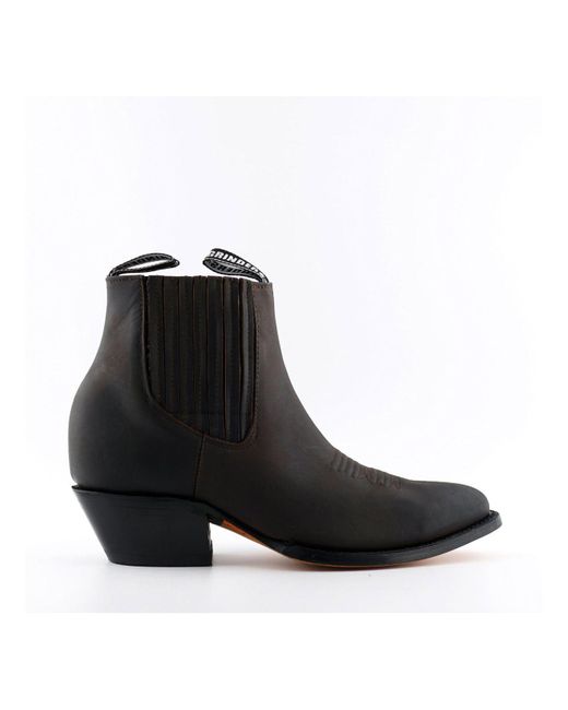 Grinders Black Western Ankle Boots- Maverick