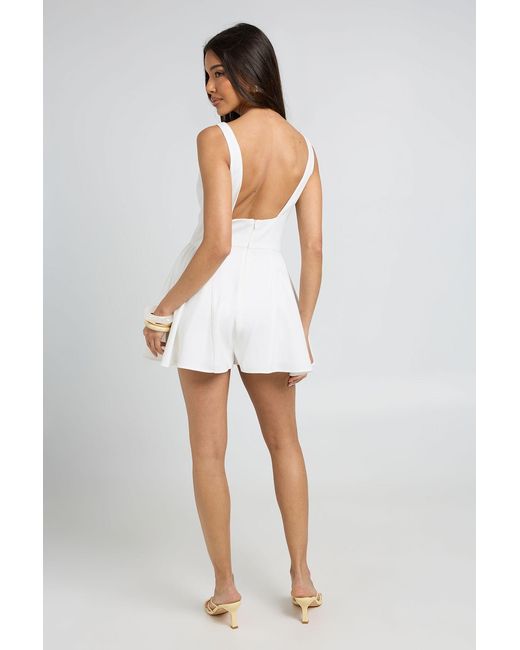Boohoo White Structured Flippy Short Woven Playsuit