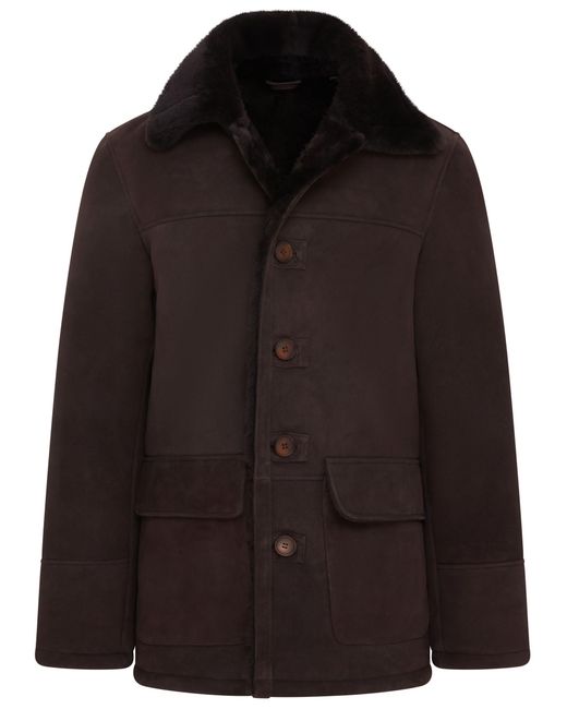 Infinity Leather Black Shearling Sheepskin Car Coat for men