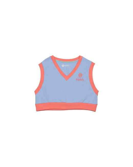 Superb Be Happy Rsc-S2101 V-Hals Mouwloze Top in het Blue