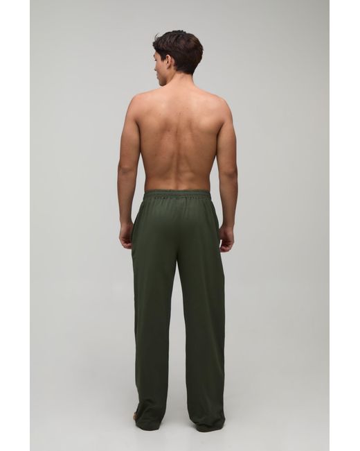 BoohooMAN Green Relaxed Fit Jersey Lounge Bottoms for men