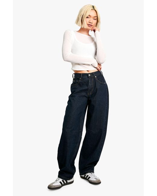 Boohoo Blue Seam Detail Tapered Jean