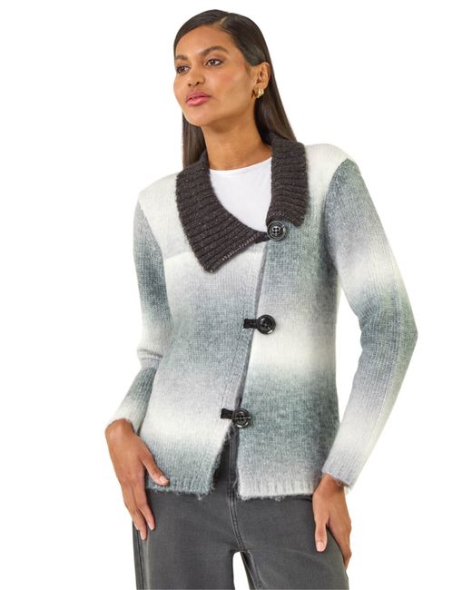 Roman Gray Ombre Buttoned Knit Cardigan