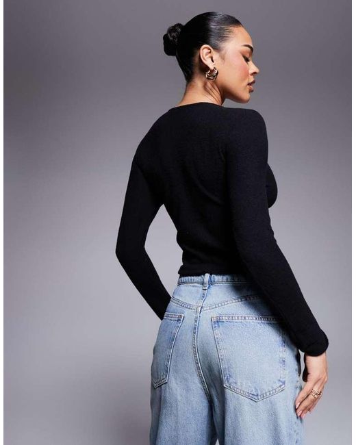 ASOS Blue Ring Hardware Detail Knit Long Sleeve Top