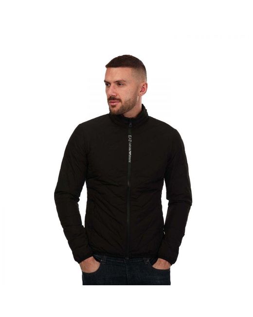 EA7 Black Emporio Armani Logo Patch Quilted Jacket for men