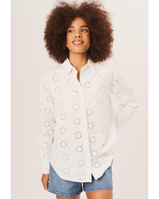 Gini London White Cotton Embroidered Long Sleeves Shirt
