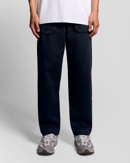 Lyle & Scott Blue Straight Leg Linen Blend Trousers