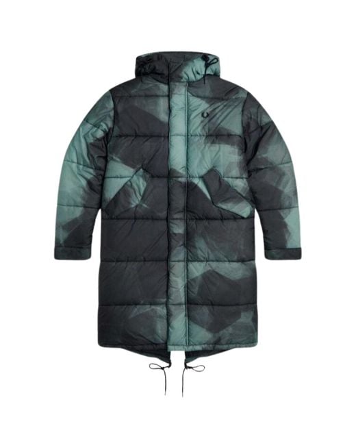 Fred Perry Green Fishtail Shaded Camoflauge Quilted Pakra Jacket Polyamide for men