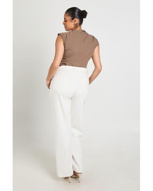 Boohoo White Plus Ruched Grown On Neck Bodysuit