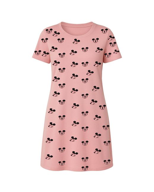 Disney Pink Mickey Head Aop Sleep T-Shirt Cotton